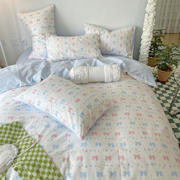 91家纺网 家纺一手货源 找家纺 千朵 2022新款全棉13372四件套 蝴蝶结