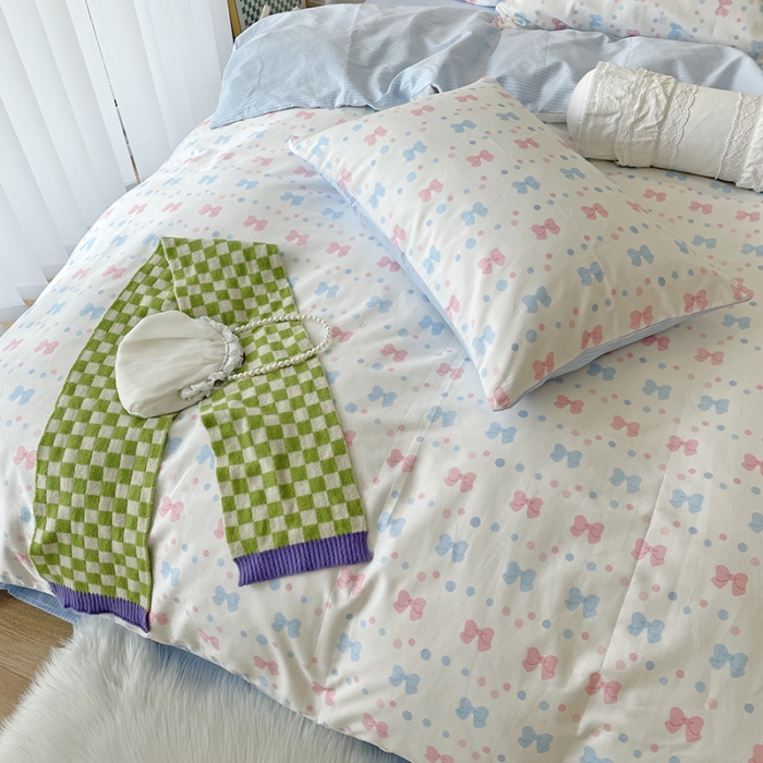 91家纺网 家纺一手货源 找家纺 千朵 2022新款全棉13372四件套 蝴蝶结