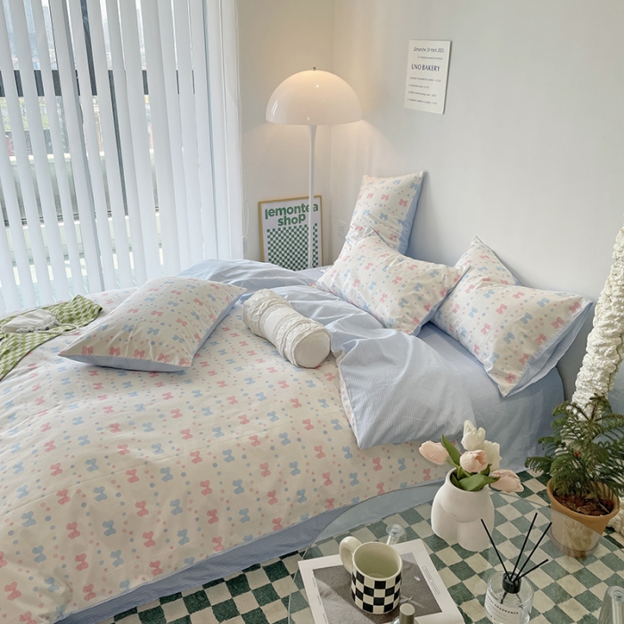 91家纺网 家纺一手货源 找家纺 千朵 2022新款全棉13372四件套 蝴蝶结