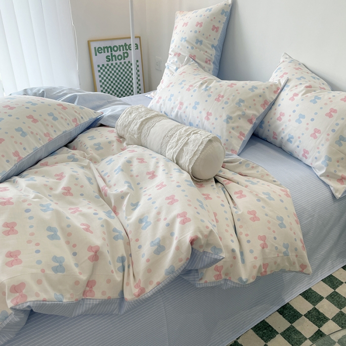 91家纺网 家纺一手货源 找家纺 千朵 2022新款全棉13372四件套 蝴蝶结