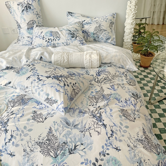 91家纺网 家纺一手货源 找家纺 千朵 2022新款全棉13372四件套 水墨画