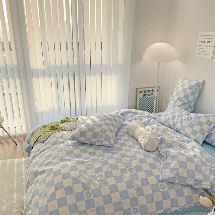 91家纺网 家纺一手货源 找家纺 千朵 2022新款全棉13372四件套 微笑-兰