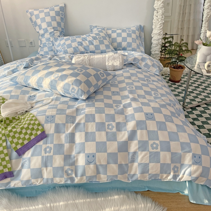 91家纺网 家纺一手货源 找家纺 千朵 2022新款全棉13372四件套 微笑-兰