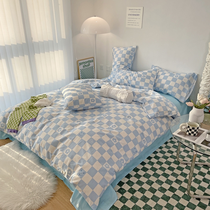 91家纺网 家纺一手货源 找家纺 千朵 2022新款全棉13372四件套 微笑-兰