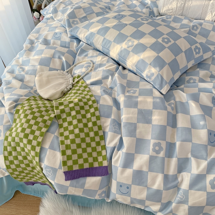 91家纺网 家纺一手货源 找家纺 千朵 2022新款全棉13372四件套 微笑-兰