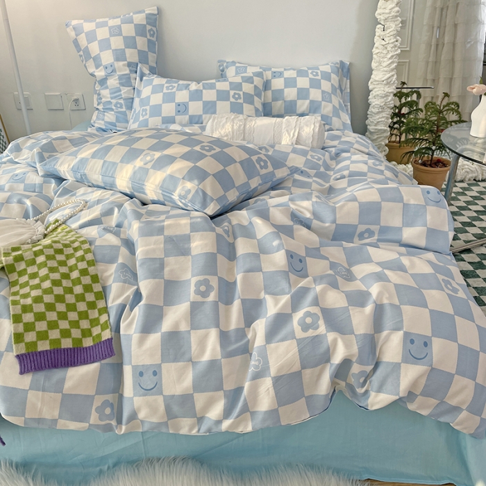 91家纺网 家纺一手货源 找家纺 千朵 2022新款全棉13372四件套 微笑-兰