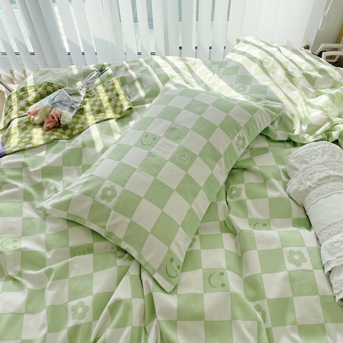 91家纺网 家纺一手货源 找家纺 千朵 2022新款全棉13372四件套 微笑-绿