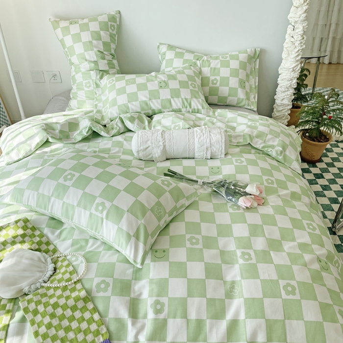 91家纺网 家纺一手货源 找家纺 千朵 2022新款全棉13372四件套 微笑-绿