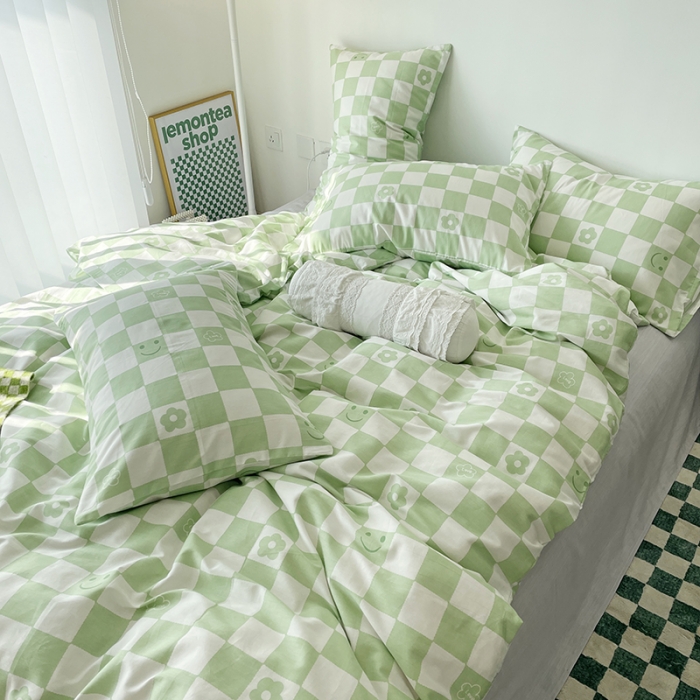 91家纺网 家纺一手货源 找家纺 千朵 2022新款全棉13372四件套 微笑-绿