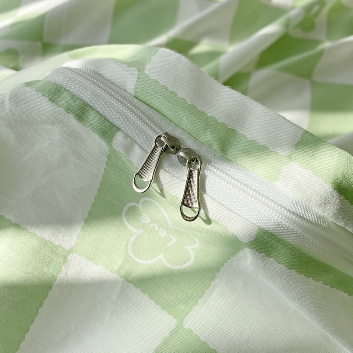 91家纺网 家纺一手货源 找家纺 千朵 2022新款全棉13372四件套 微笑-绿