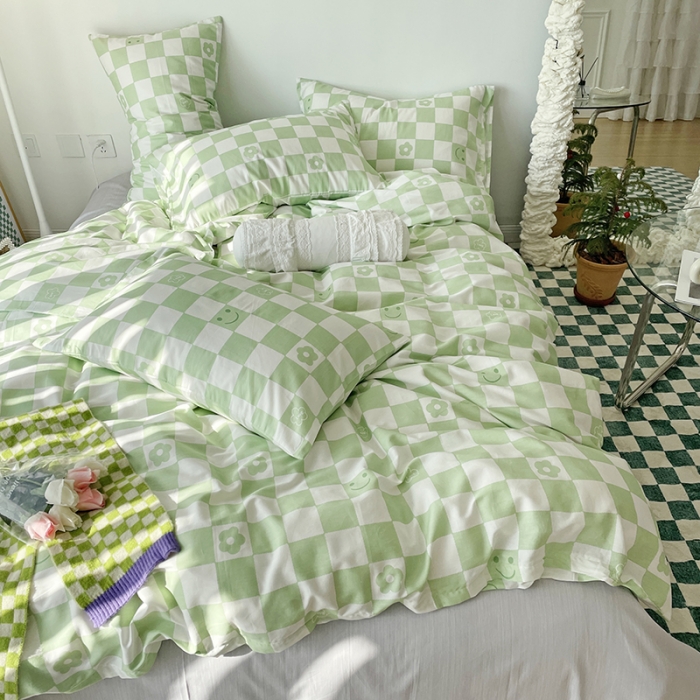 91家纺网 家纺一手货源 找家纺 千朵 2022新款全棉13372四件套 微笑-绿