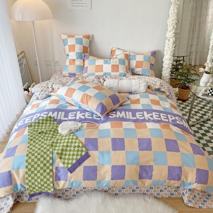 千朵 2022新款全棉13372四件套 五彩格