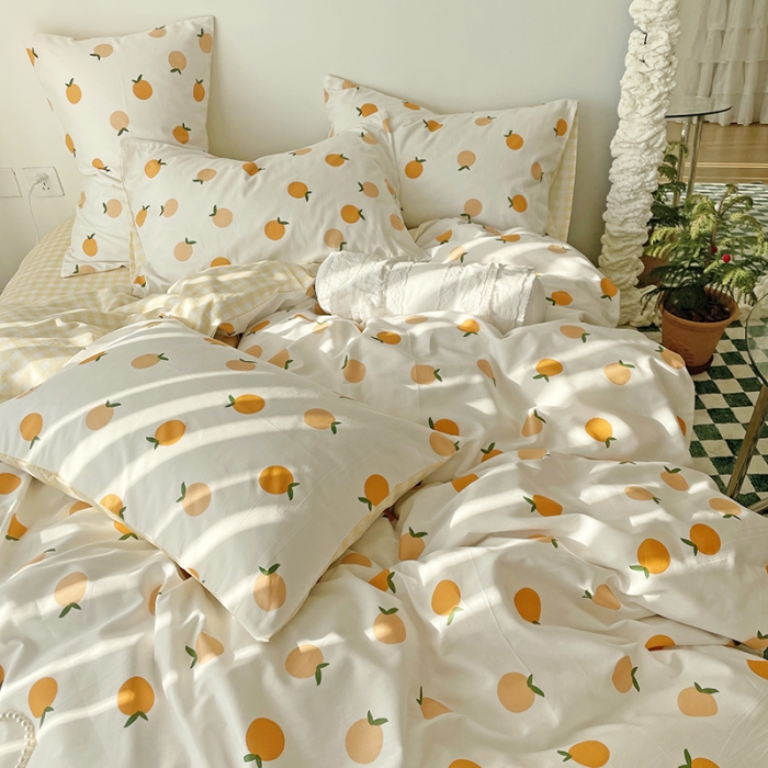 91家纺网 家纺一手货源 找家纺 千朵 2022新款全棉13372四件套 小橘子