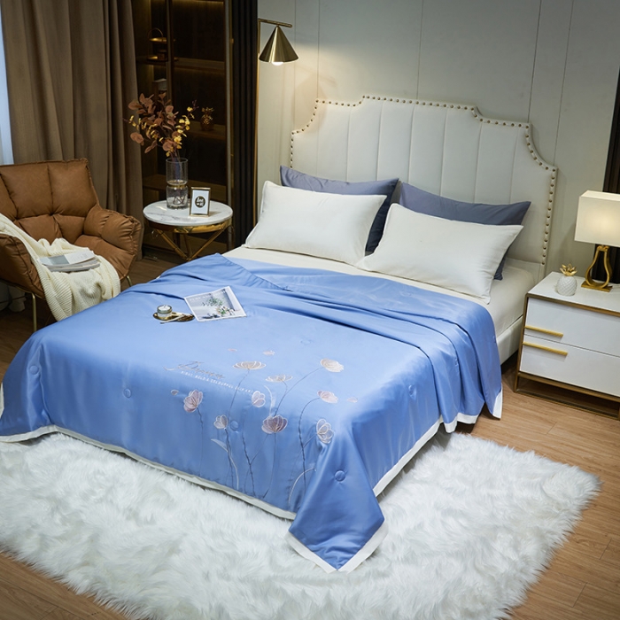 91家纺网 家纺一手货源 找家纺 吾秀 2022新款柔赛丝刺绣夏被-芳华 芳华-黄兰