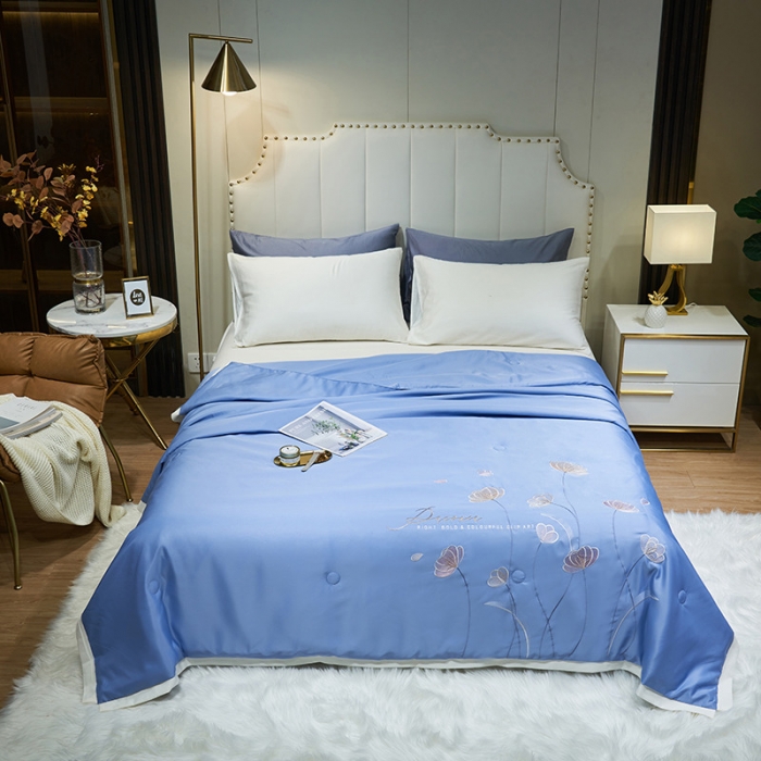 91家纺网 家纺一手货源 找家纺 吾秀 2022新款柔赛丝刺绣夏被-芳华 芳华-黄兰