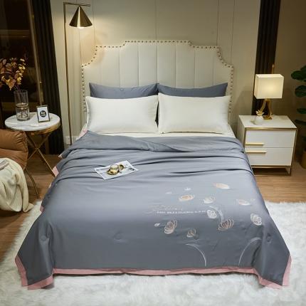 吾秀 2022新款柔赛丝刺绣夏被-芳华 芳华-嘉宝灰