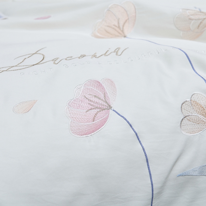 91家纺网 家纺一手货源 找家纺 吾秀 2022新款柔赛丝刺绣夏被-芳华 芳华-象牙白