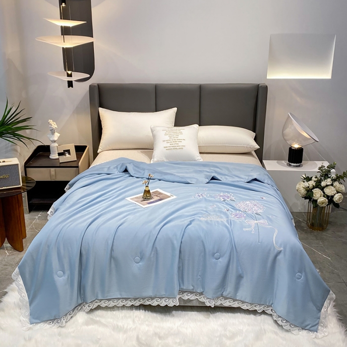 91家纺网 家纺一手货源 找家纺 吾秀 2022新款柔赛丝刺绣夏被-紫色爱恋 紫色爱恋-蓝