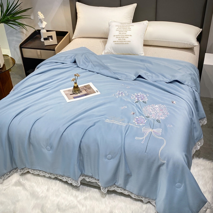 91家纺网 家纺一手货源 找家纺 吾秀 2022新款柔赛丝刺绣夏被-紫色爱恋 紫色爱恋-蓝