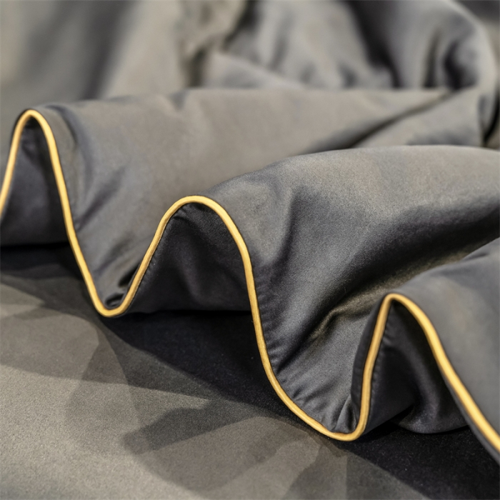 91家纺网 家纺一手货源 找家纺 骏腾 2022新款水洗真丝夏被四件套水洗天丝床笠三件套 浪漫假日-绅士灰