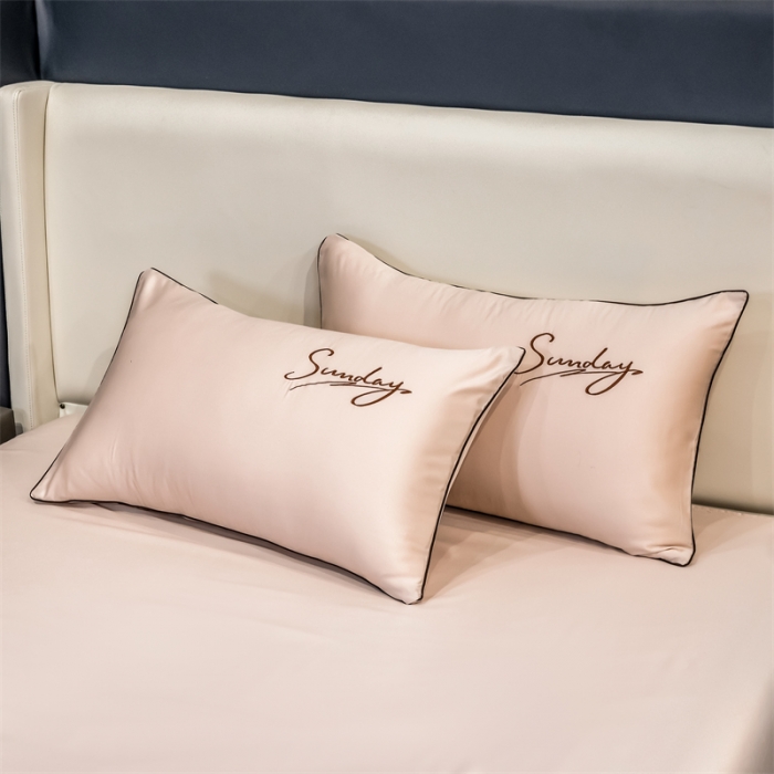 91家纺网 家纺一手货源 找家纺 骏腾 2022新款水洗真丝夏被四件套水洗天丝床笠三件套 浪漫假日-香槟金