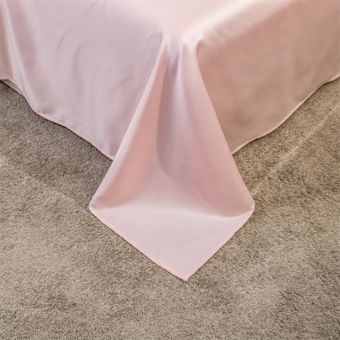 91家纺网 家纺一手货源 找家纺 骏腾 2022新款水洗真丝夏被四件套水洗天丝床笠三件套 浪漫假日-樱花粉