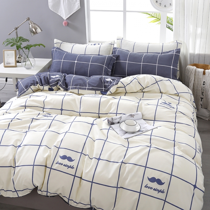 91家纺网 家纺一手货源 找家纺 雅阁尔家纺 2022新款活性芦荟棉四件套 简单爱