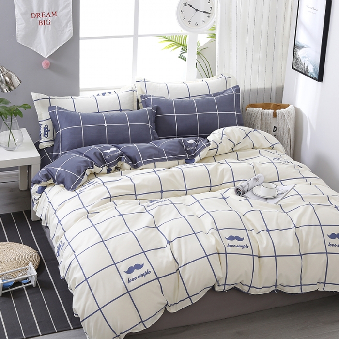 91家纺网 家纺一手货源 找家纺 雅阁尔家纺 2022新款活性芦荟棉四件套 简单爱