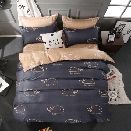 91家纺网 家纺一手货源 找家纺 雅阁尔家纺 2022新款活性芦荟棉四件套 鲸鱼