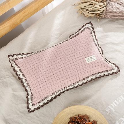 91家纺网 家纺一手货源 找家纺 明星枕业 2022新款纯棉水洗棉格子荞麦枕 粉格-30*50