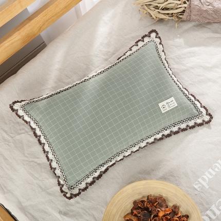 91家纺网 家纺一手货源 找家纺 明星枕业 2022新款纯棉水洗棉格子荞麦枕 绿格-30*50