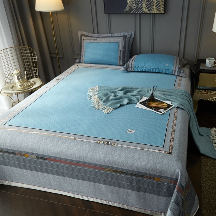 91家纺网 家纺一手货源 找家纺 威克凯丽 2023新款竹语天丝软凉席数码印花三件套 爱玛