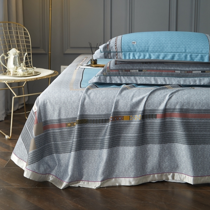 91家纺网 家纺一手货源 找家纺 威克凯丽 2023新款竹语天丝软凉席数码印花三件套 爱玛