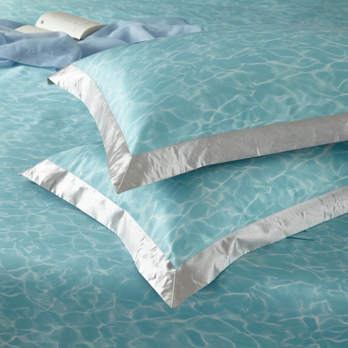 91家纺网 家纺一手货源 找家纺 威克凯丽 2023新款竹语天丝软凉席数码印花三件套 碧波荡漾