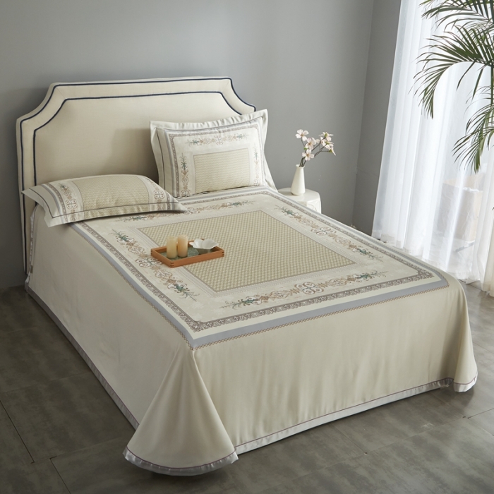 91家纺网 家纺一手货源 找家纺 威克凯丽 2023新款竹语天丝软凉席数码印花三件套 朝花夕拾