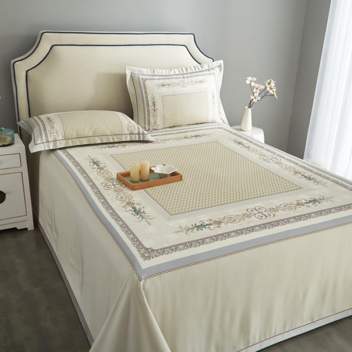 91家纺网 家纺一手货源 找家纺 威克凯丽 2023新款竹语天丝软凉席数码印花三件套 朝花夕拾