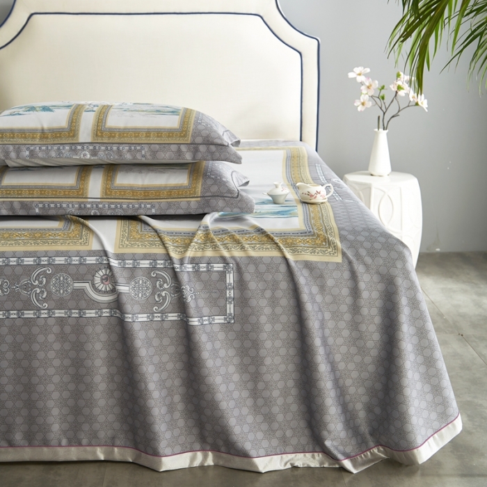 91家纺网 家纺一手货源 找家纺 威克凯丽 2023新款竹语天丝软凉席数码印花三件套 国韵