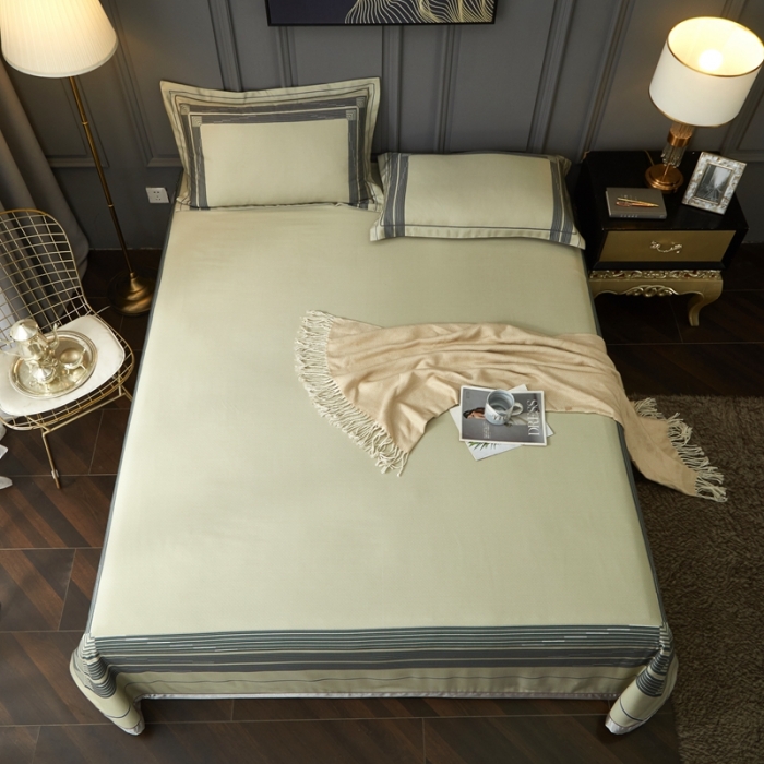 91家纺网 家纺一手货源 找家纺 威克凯丽 2023新款竹语天丝软凉席数码印花三件套 凯瑞斯