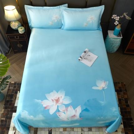 威克凯丽 2023新款竹语天丝软凉席数码印花三件套 青莲