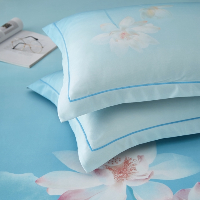 91家纺网 家纺一手货源 找家纺 威克凯丽 2023新款竹语天丝软凉席数码印花三件套 青莲