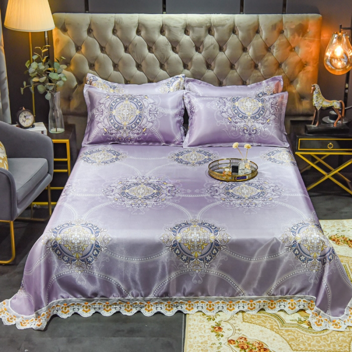 91家纺网 家纺一手货源 找家纺 （总）ds生活馆 2022新款欧式蕾丝花边床单款凉席冰丝席