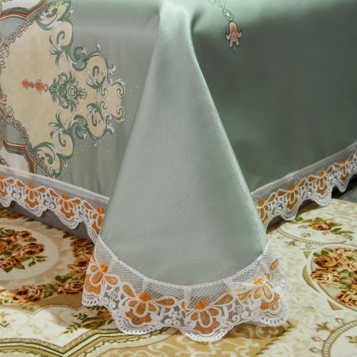 91家纺网 家纺一手货源 找家纺 ds生活馆 2022新款欧式蕾丝花边床单款凉席冰丝席维纳斯绿