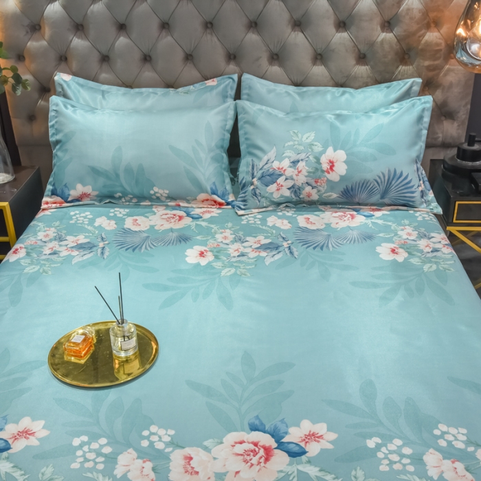 91家纺网 家纺一手货源 找家纺 ds生活馆 2022新款欧式蕾丝花边床单款凉席冰丝席盛世花开