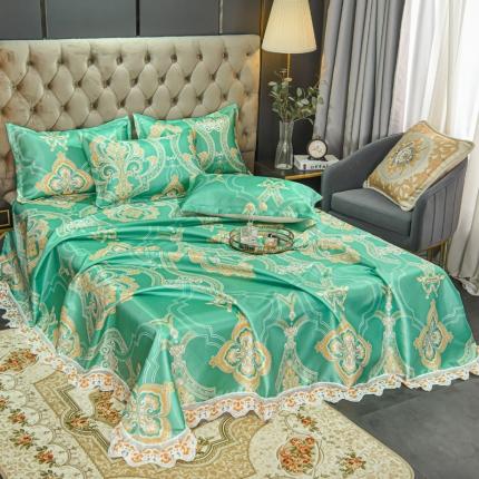 91家纺网 家纺一手货源 找家纺 ds生活馆 2022新款欧式蕾丝花边床单款凉席冰丝席锦年