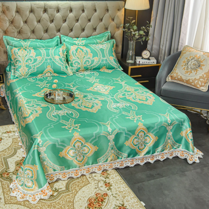 91家纺网 家纺一手货源 找家纺 ds生活馆 2022新款欧式蕾丝花边床单款凉席冰丝席锦年