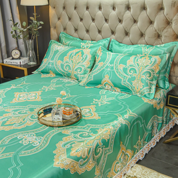 91家纺网 家纺一手货源 找家纺 ds生活馆 2022新款欧式蕾丝花边床单款凉席冰丝席锦年