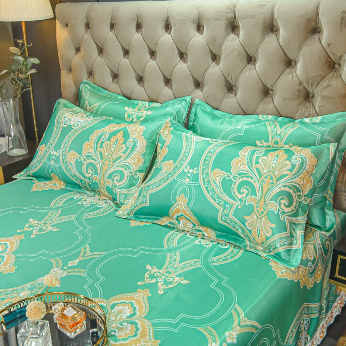 91家纺网 家纺一手货源 找家纺 ds生活馆 2022新款欧式蕾丝花边床单款凉席冰丝席锦年