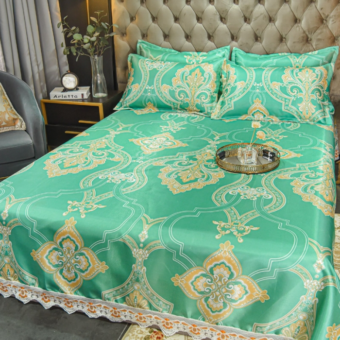 91家纺网 家纺一手货源 找家纺 ds生活馆 2022新款欧式蕾丝花边床单款凉席冰丝席锦年