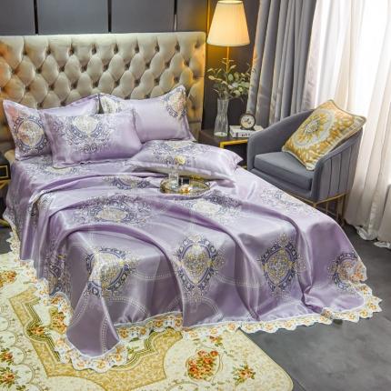 91家纺网 家纺一手货源 找家纺 ds生活馆 2022新款欧式蕾丝花边床单款凉席冰丝席贝莉丝