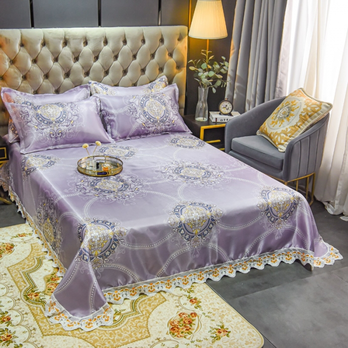 91家纺网 家纺一手货源 找家纺 ds生活馆 2022新款欧式蕾丝花边床单款凉席冰丝席贝莉丝